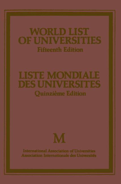 World List Of Universities / Liste Mondiale Des Universites
