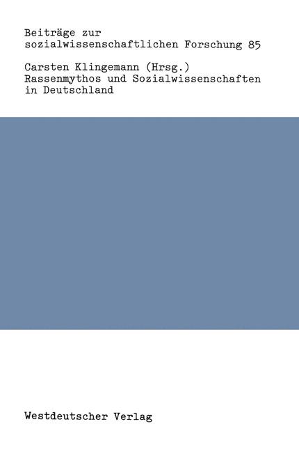 Vs Verlag für Sozialwissenschaften Rassenmythos Und Sozialwissenschaften In Deutschland