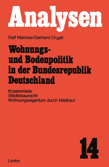 ISBN 9783810000156 product image for Wohnungs- und Bodenpolitik in der Bundesrepublik Deutschland | upcitemdb.com