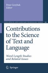 Contributions to the Science of Text and Language - Peter Grzybek
