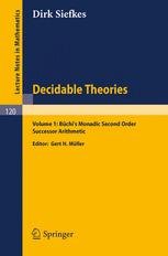Decidable Theories - Gert H. MÃ¼ller; Dirk Siefkes