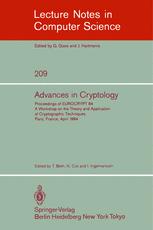 Advances in Cryptology - Thomas Beth; Norbert Cot; Ingemar Ingemarsson