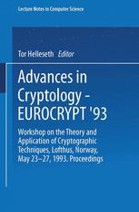 Advances in Cryptology – EUROCRYPT ’93 - Tor Helleseth