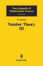 Number Theory III - Serge Lang; Serge Lang
