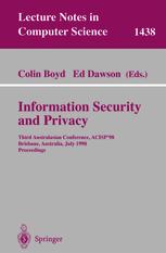Information Security and Privacy - Colin Boyd; Ed Dawson