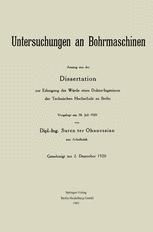 Untersuchungen an Bohrmaschinen - Johannes Pätzold