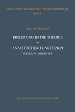 Einleitung in die Theorie der analytischen Funktionen - Karl WeierstraÃ?; Peter Ullrich