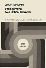 Prolegomena to a Critical Grammar - Josef Schächter; B.F. McGuinness