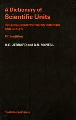 A Dictionary of Scientific Units - H. G. Jerrard